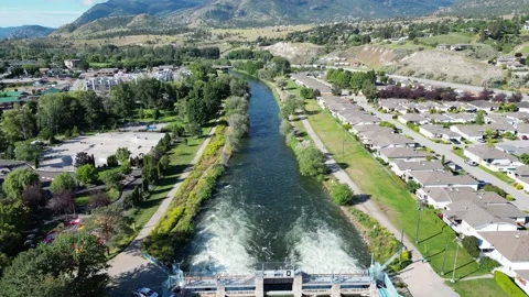 Penticton Channel with Dam Stock Footage 201585514