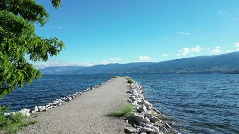 Penticton Okanagan Lake Path Stock Footage 201639569