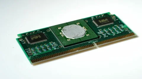 Pentium III Processor: A Bare Microchip Video stock 302073123