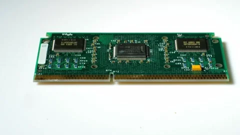 Pentium III Processor: A Bare Microchip Video stock 302073126