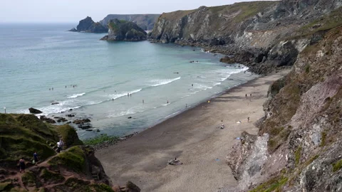 Pentreath beach view from clifftop Vídeo Stock 140207767
