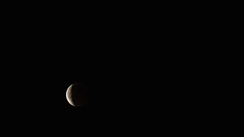 Penumbral ending Eclipse. Blood Moon Rising during Lunar Total Eclipse. Stock Footage 93246166