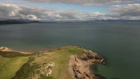 Penychain point. Wales coast path aerial video footage Stock Footage 214903356
