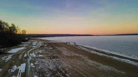 Penza Sur reservoir in winter Stock Photos