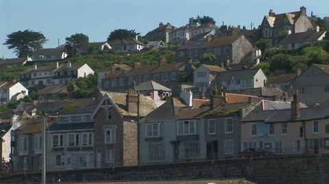 Penzance harbor homes Stock Footage 33606348
