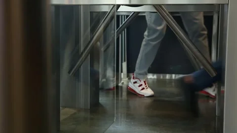 Peolpe  are entering 2 Stock Footage 320640423