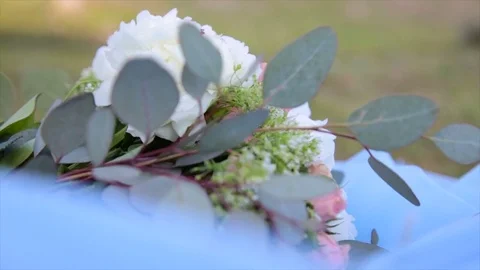 Peonies bouquet on the floor Stock Footage 76300360
