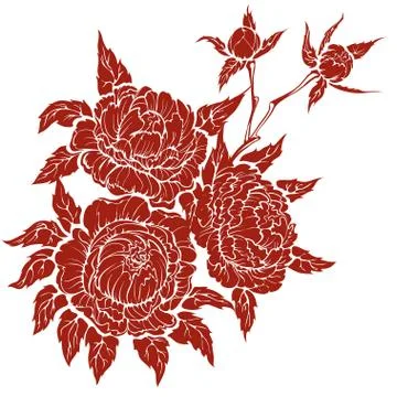 Peonies flower composition Stock Illustration