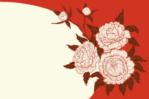 Peonies flower composition Stock Illustration