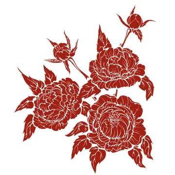 Peonies flower composition Stock Illustration