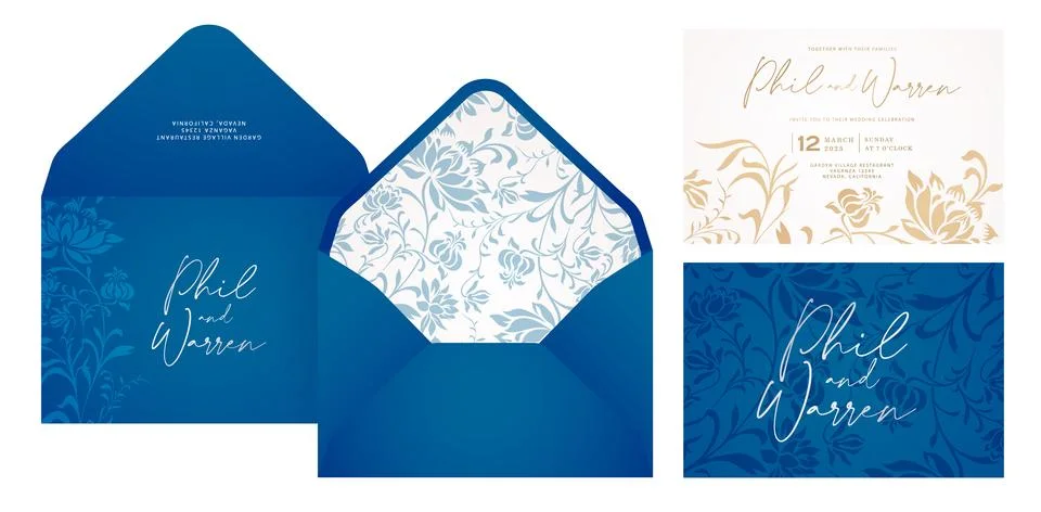 Peony Flower Envelope Set Stock Illustration