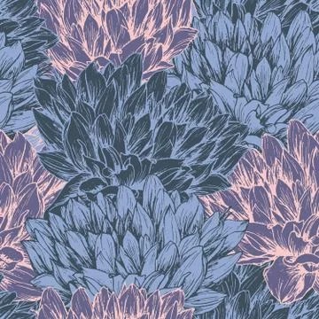 Peony Flower Seamless Vector Pattern Stock Illustration