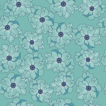 Peony flowers seamless pattern design Stock Illustration