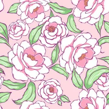 Peony flowers seamless pattern Stock-Illustration