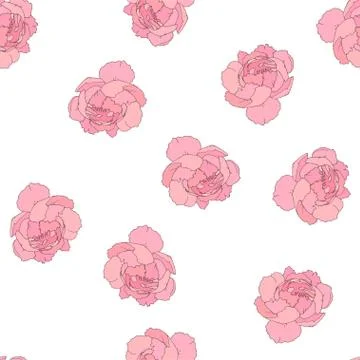 Peony flowes. Seamless pattern Stock Illustration
