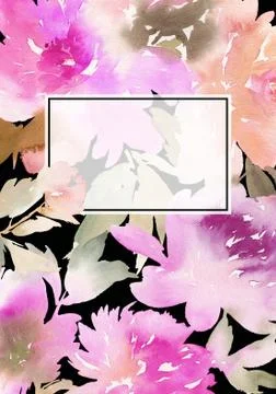 Peony greeting card Stock Illustration