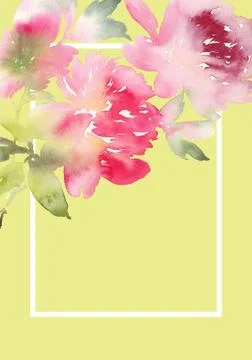 Peony greeting card Stock Illustration