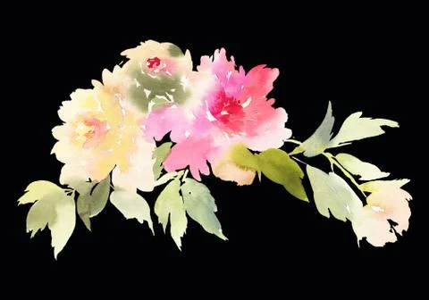 Peony greeting card Stock Illustration