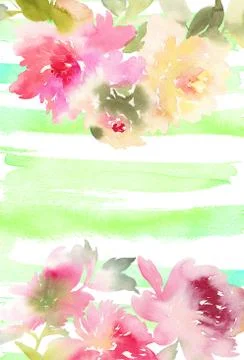 Peony greeting card Stock Illustration