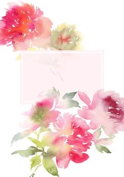 Peony greeting card Stock Illustration