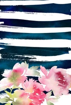 Peony greeting card Stock Illustration