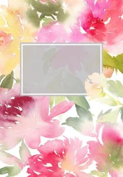 Peony greeting card Stock Illustration