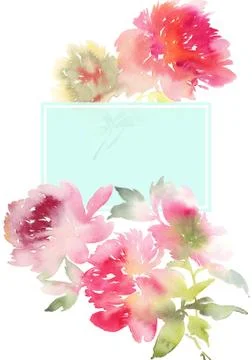 Peony greeting card Illustrazione stock