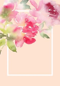 Peony greeting card Stock Illustration