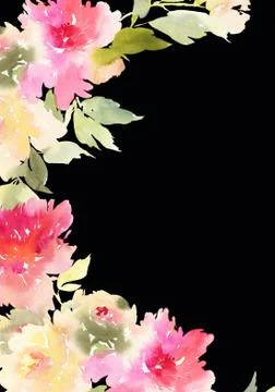 Peony greeting card Stock Illustration