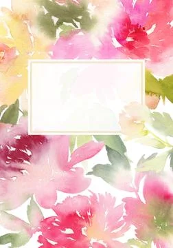 Peony greeting card Stock Illustration