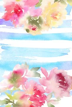 Peony greeting card Stock Illustration