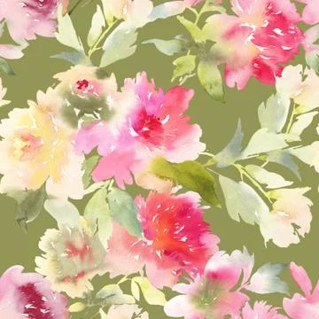 Peony seamless pattern. Stock Illustration