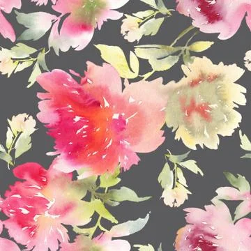 Peony seamless pattern Stock Illustration