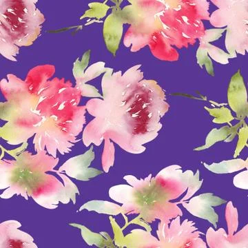 Peony seamless pattern Stock Illustration