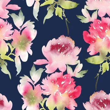 Peony seamless pattern Stock Illustration