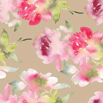 Peony seamless pattern Stock Illustration