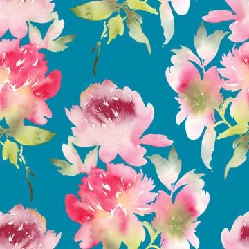 Peony seamless pattern Stock Illustration