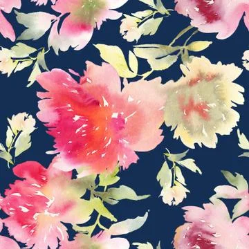Peony seamless pattern Stock Illustration