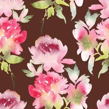 Peony seamless pattern Stock Illustration