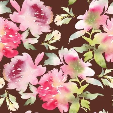 Peony seamless pattern Stock Illustration