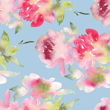 Peony seamless pattern Stock Illustration