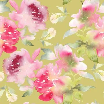 Peony seamless pattern Stock Illustration