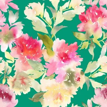 Peony seamless pattern. Stock Illustration