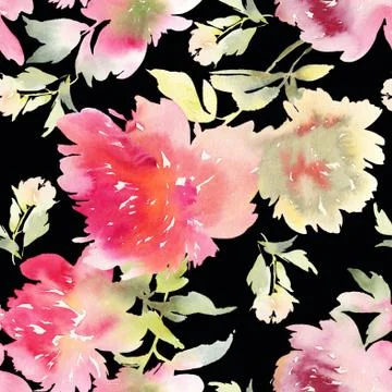 Peony seamless pattern Illustrazione stock