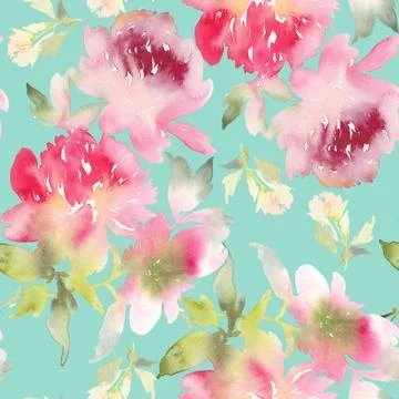 Peony seamless pattern Stock Illustration