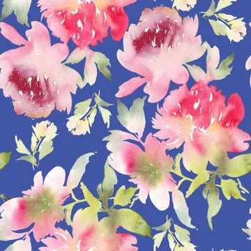 Peony seamless pattern Stock Illustration