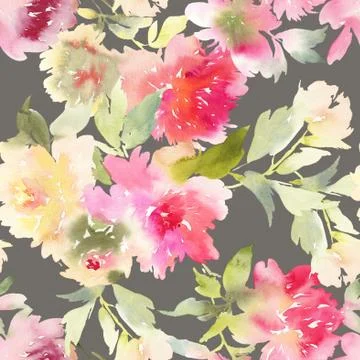Peony seamless pattern. Stock Illustration