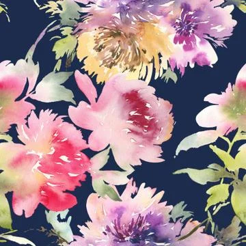 Peony seamless pattern Stock Illustration