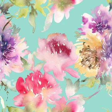 Peony seamless pattern Stock Illustration