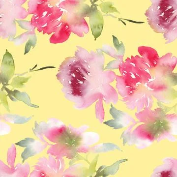 Peony seamless pattern Stock Illustration